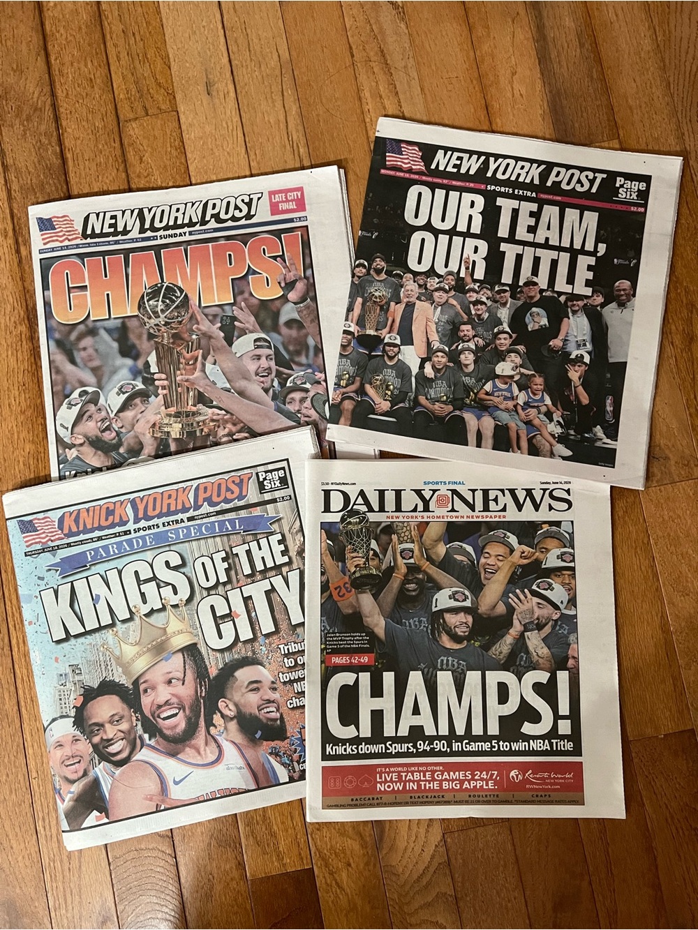 Daily News and NY post Knicks Full Newspaper